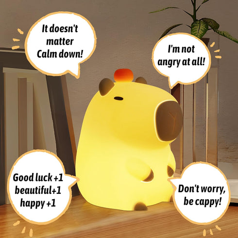 FULLOSUN Capybara Night Light, Capybara Gifts, Funny Capybara Birthday Gifts for Children Women Teenage Girls Boy Toddler - ABS+SIL Portable Squis...