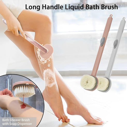 2 Pack Back Scrubber for Shower, Long Handle Bath Massage Cleaning Brush, Family Essentials Long Handle Back Shower Bath Soap Dispenser Massage Cl...