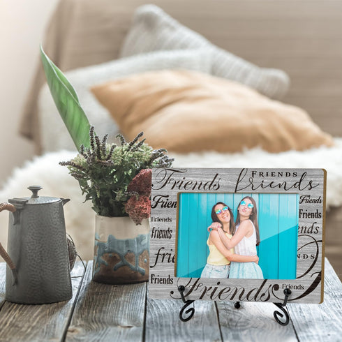 Wooden Photo Frame Friendship Gifts for Friends Bestie Woman BFF, Wooden Photo Frame with Iron Stand for Tabletop or Desktop Display, Home Table D...
