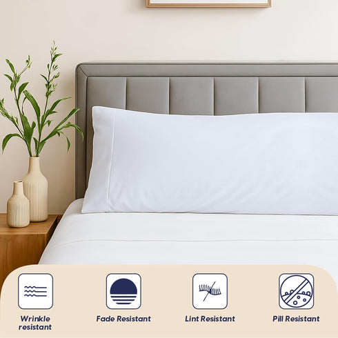 SGI bedding 600 Thread Count Body Pillow Case 21X56 inch - 100% Egyptian Cotton - Soft, Breathable & Durable Long Body Pillow Cover with Envelope ...