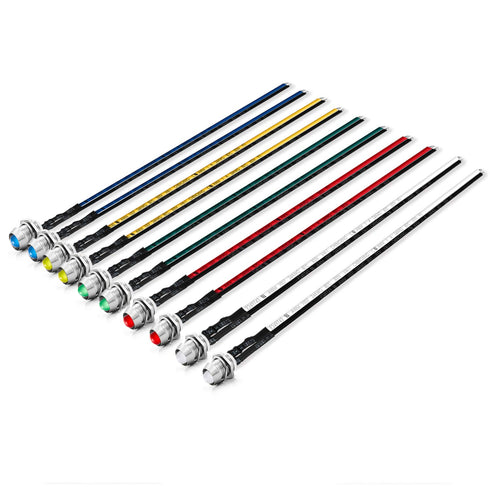 Chanzon 10pcs 5mm LED Pilot Diode Light (5 Colors x 2pcs Diffused Frosted Round Lens) with 8mm Panel Mount 12V Universal Flush Dash Board Indicato...
