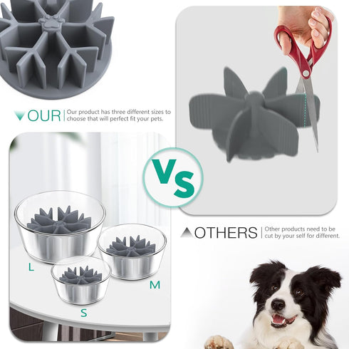 ORIA Slow Feeder Dog Bowls Insert, Puzzle Feeder Insert for Dog, Soft Silicone Slow Eating Puppy Food Bowl, Washable Slow Eating Dog Bowl with Suc...