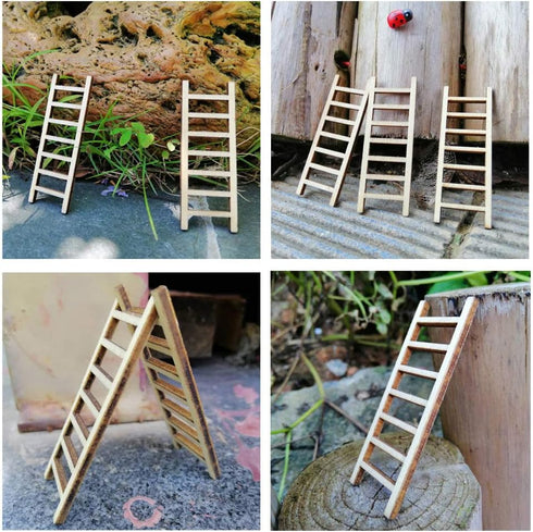 Tophappy Mini Ladders Fairy Garden Accessories,Wood Step Ladder Set Micro Landscape Accessories for DIY Dollhouse Décor (10pcs ladder)...