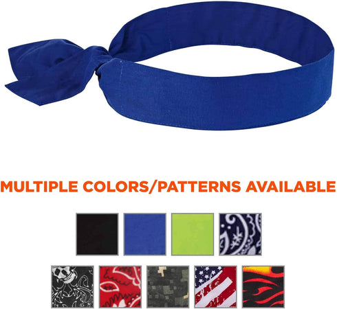 Ergodyne Chill Its 6700 Cooling Bandana, Evaporative Polymer Crystals for Cooling Relief, Tie for Adjustable Fit, Blue...