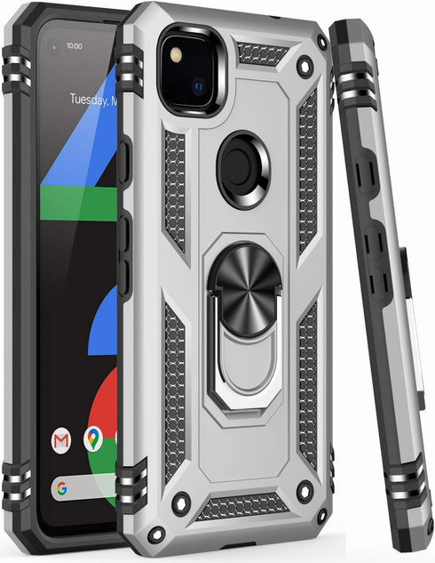 LUMARKE for Google Pixel 4A Case with Screen Protector,Pass 16ft. Drop Tested Military Grade Protective Phone Cover with Magnetic Ring Kickstand C...