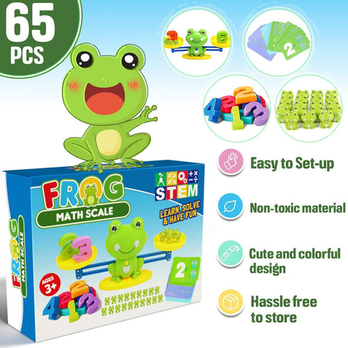 CozyBomB™ Homeschool Kindergarten Balance Board Game - Preschool Activities Math Learning Stem Montessori Cool Toys Educational with Frog Scale Ca...