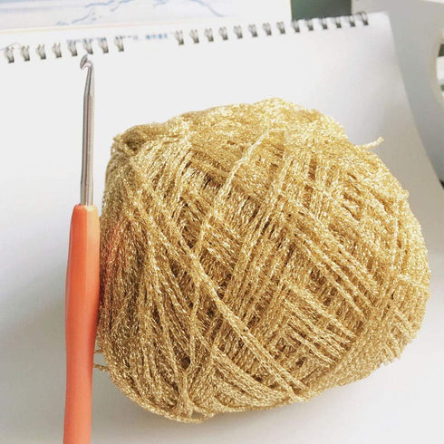 860yd Gold Lurex Thread 3.52oz Shining Glitter Sparkle Metallic Yarn DIY Fancy Crochet Project String Knitting Sweater Scarf Accessory 3mm Thick G...