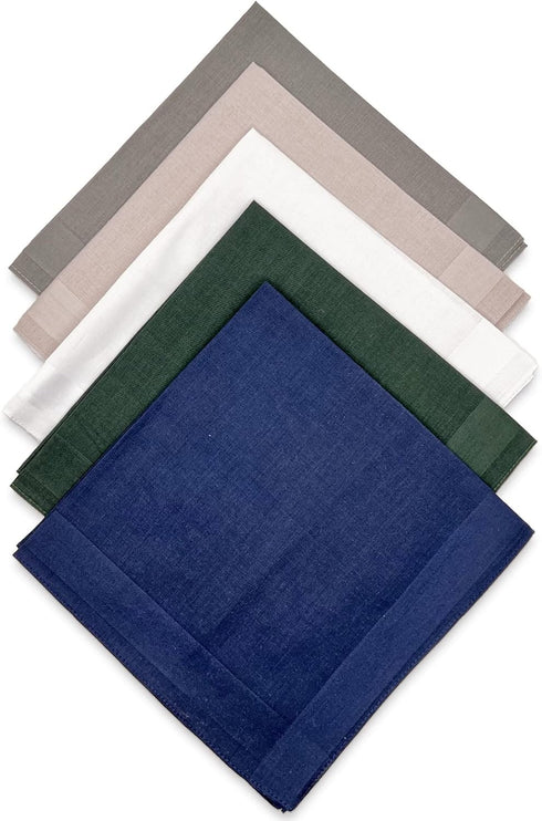 GBS Men's Cotton Handkerchiefs, Assorted Solid Color Pocket Square Hankies with Stripe...