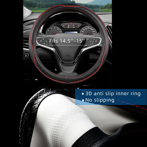 Car Steering Wheel Cover for Hyundai, Compatible with Ioniq, Elantra, Kona,Palisade, Santa Fe,Santa Cruz, Sonata, Tucson,Premium Leather, Sporty D...