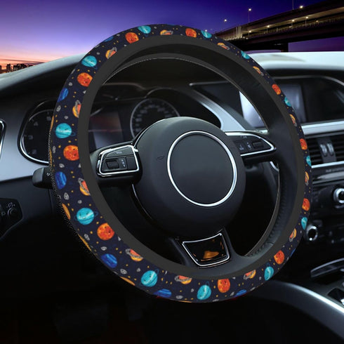 Steering Wheel Cover for Women Men Colorful Cartoon Space Planets Neoprene Steering Wheel Protector Universal Fit Most Car Sedans SUVs - 15 Inch...