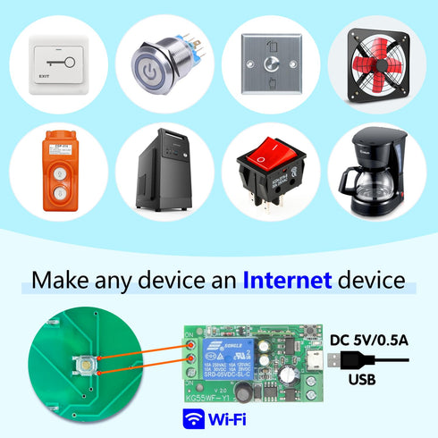 DieseRC 1 Channel WiFi Smart Switch, DC 5V 12V 24V 36V Passive Output Relay Module Ewelink APP WiFi Control Compatible with Alexa/Google Home, Inc...