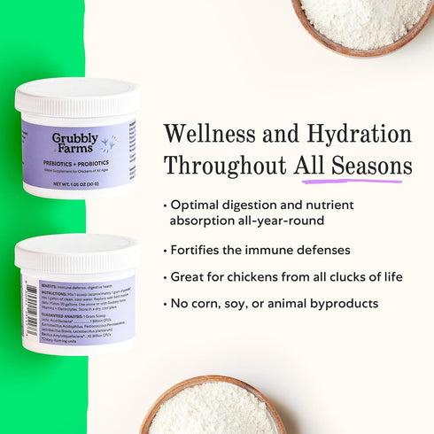 Grubbly Farms Prebiotics + Probiotics for Chickens (30 Day)...