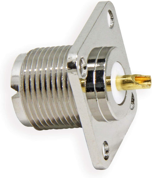 PL259 Panel Mount, 2 Pack UHF Female Jack 4 Holes Chassis Mount Flange Solder Cup Coax Connector for Ham Radio Antenna...