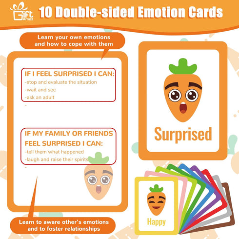 Social Emotional Learning Toys - Big Feelings Carrot Social Emotional Games for Kids - 26 Facial Expressions, 10 Educational Flashcard - Preschool...