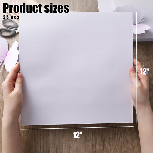 Koogel 25 Sheets Cardstock for Crafts, White Construction Paper 12x12inch Card Stock Paper for Crafts Printer Invitations Card Making...