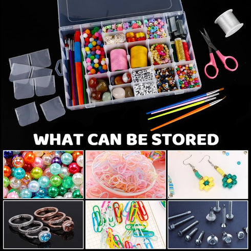 ZANZANYUHANG 36 Grids Clear Plastic Organizer Box, Craft Organizers and Storage, Bead Organizer with Adjustable Dividers, Jewelry Organizers and S...