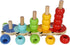 TOWO Wooden Stacking Rings Baby –Lovely Caterpillar Counting Game - Colour Sorting Puzzle - 5 Pegs Ring Stacker - Counting Rings Early Learning Wo...