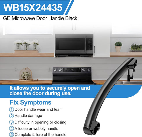 Upgraded WB15X24435 Microwave Door Handle Compatible with General Electric GE Microwave Handle Replacement, Black GE Microwave Door Handle JVM1540...