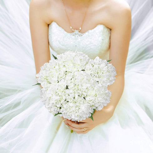 5 Pcs Artificial Silk Hydrangeas Flowers 18'' Bouquet Arrangement, for Home Decor, Wedding, Office, Room, Hotel, Event, Party Decoration (White)...