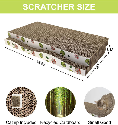 Cat Scratching Board, Corrugate Cat Scratcher for Indoor Cats with Catnip, Cat Scratch Pad with Premium Scratch Textures Design, Cardboard Cat Scr...