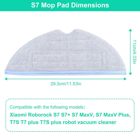 8Pcs Mop Cloth Pad for Xiaomi Roborock S7 S7 + S7 MaxV, S7 MaxV Plus, T7S T7 Plus T7S Plus Robot Vacuum Cleaners Microfiber Vacuum Mop Replacement...
