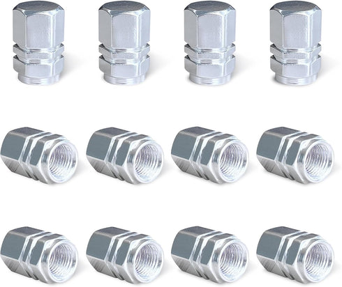 Zicine 12 PCS Car Tire Valve Stem Caps, Aluminum Alloy Wheel Valve Covers with Rubber O-Ring, Corrosion Resistant Leak-Proof Tire Air Cap Set, Uni...