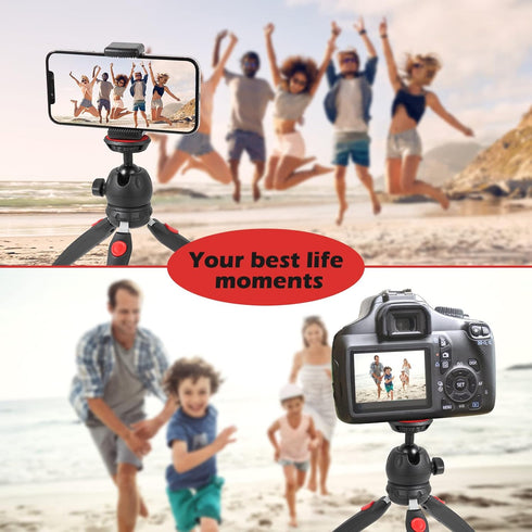 Mini Tripod for Camera and Phone -with Remote and 360 Degree Ball Head, Premium Tabletop Small Phone Tripod Mount for GoPro iPhone/Cell Phones Web...