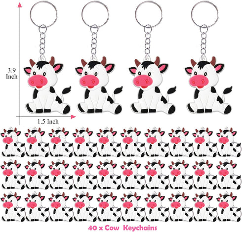 40 Pack Cow Keychains Party Decoration for Guests, Animal Themed Party, Cow Party,Farm Animal Themed Baby Shower, School Party, Kids Birthday...
