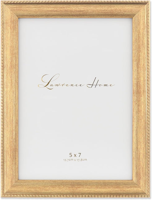 Lawrence Frames Classic Bead Picture Frame, 5x7, Gold...