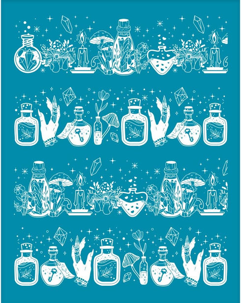 OLYCRAFT 4x5 Inch Witch Potion Clay Stencils Magic Potion Non-Adhesive Silk Screen Stencil Fantasy Theme Clay Silk Screen Reusable Mesh Transfer f...