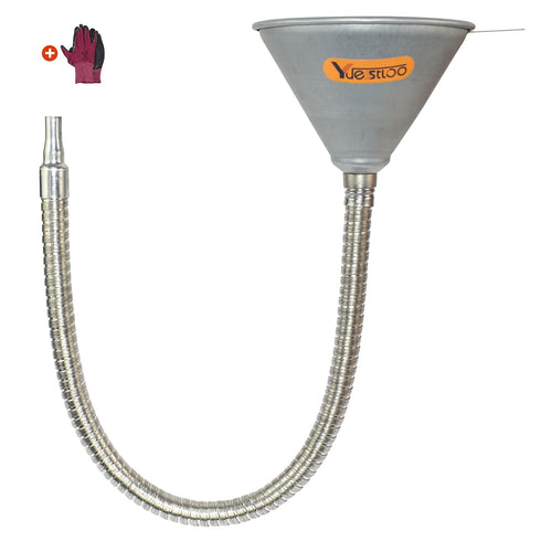 24.8" Steel Bendable Spout Funnel with Filter for All Automotive Oils, Diesel Fuel and Other Liquids, with Gloves...