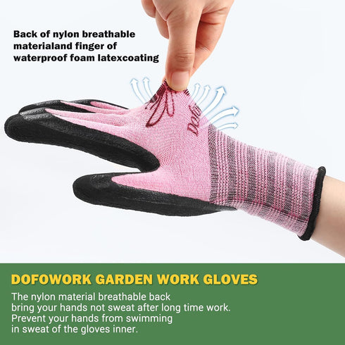 Gardening Gloves - 6 Pair Gardening Gloves for Women/Men, Breathable Natural Latex Garden Gloves with Grip...