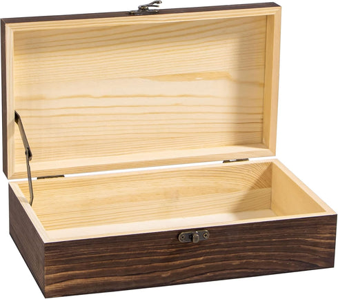 Dedoot Unfinished Wooden Box with Hinged Lid 9.7x5.5x2.7 Inch Rectangle Keepsake Box Clasp Wood Box, Storage Box for DIY Crafts, Home Deocration, ...