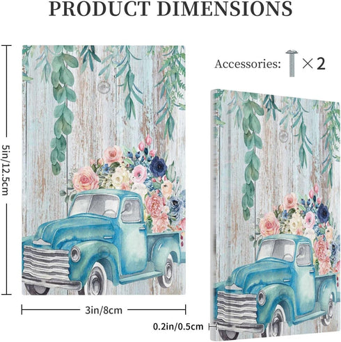 Retro Wooden Cart With Flowers No Device Light Switch Cover 1 Gang Single Blank Wall Plate Decorative Electrical Home Switchplate Faceplate for Ba...