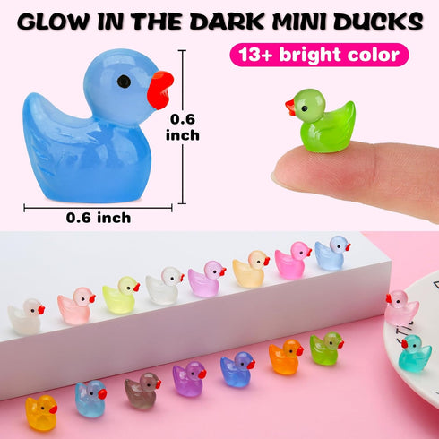 240pcs Luminous Mini Resin Ducks, Tiny Duck Bulk Glow in The Dark Small Plastic Miniature Ducks Figures for Dollhouse Decor Micro Garden Home Land...