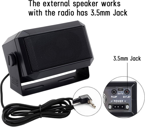 Rectangular External Communications Speaker for Ham Radio or CB & Scanners, 5 Watt, Black Colour...