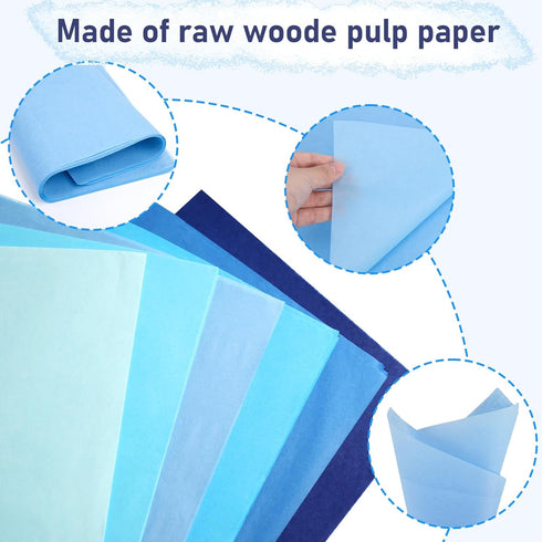 HEYPLACE 360 Sheets Tissue Paper for Gift Bags, Blue Tissue Paper Bulk 11.5 x 8Inch Tissue Paper for Gift Wrapping Crafts Graduation Wedding Birth...