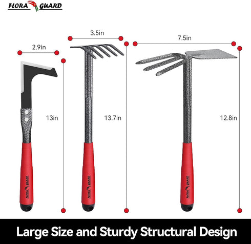 FLORA GUARD Garden Tools Set? 6 Pieces Heavy Duty, Large size Gardening Hand Tools, Sturdy & Durable, Classic Utility Tools for Planting and Maint...