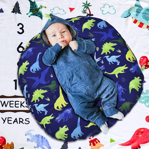 Dinosaur Lounger Cover - Blue, Breathable & Reusable Removable Slipcover for Newborn, Snugly Fit Baby Infant (Boy)...