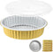 10" Sturdy Foil Pans + Snap-On Lids (5 Pack) | 2X Thicker Heavy Duty Reusable Foil Tin for Baking Cooking...
