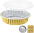 10" Sturdy Foil Pans + Snap-On Lids (5 Pack) | 2X Thicker Heavy Duty Reusable Foil Tin for Baking Cooking...