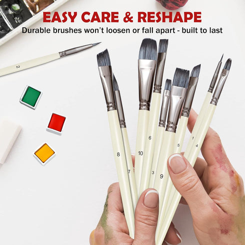 DUGATO Artist Paint Brushes Set 10pcs for Acrylic Oil Watercolor Gouache Paint by Numbers, Art Face and Body Professional Miniatures Painting Kits...