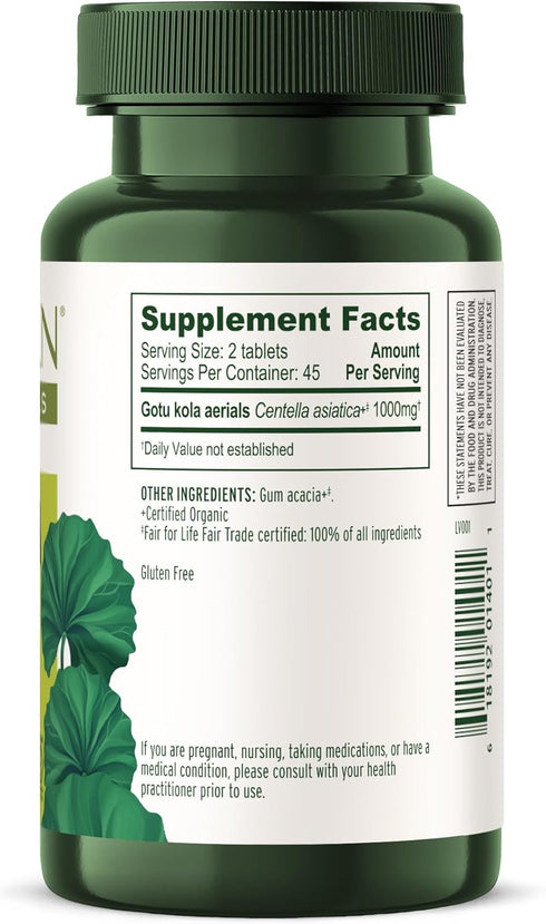 Banyan Botanicals Gotu Kola (Centella Asiatica) – Organic Adaptogen & Nootropic Brain Support Supplement for Healthy Memory & Concentration* – 90 ...