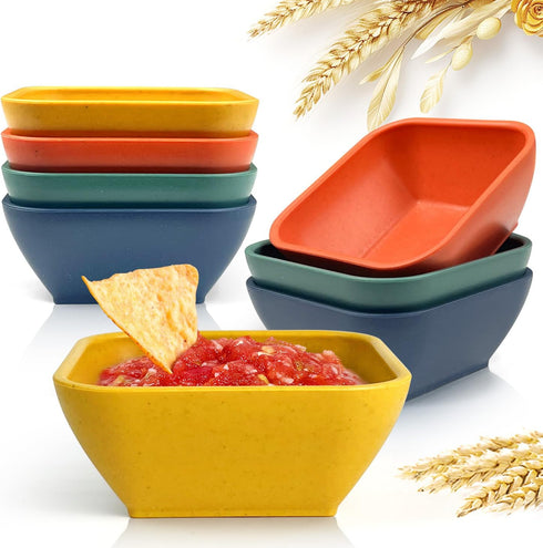 Teivio 8 Pcs Wheat Straw Soy Sauce Dish Set, Unbreakable Dipping Bowls,3 Oz Small Bowls For Side Dishes, Sauce Bowls for Ketchup, BBQ, Condiments,...
