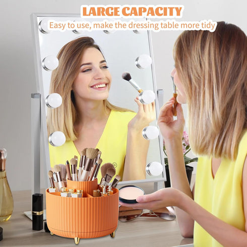 CenYouful Makeup Brush Holder Organizer,5 Slot 360° Rotating Make up Brushes Cup, Makeup Organizer Countertop for Cosmetics, Nail Polish, Art Supp...