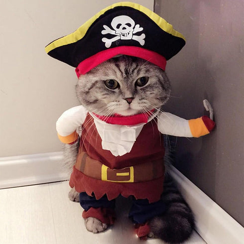 Dog Costume Pirates of The Caribbean Style, Novelty Pet Cosplay Funny Halloween Costumes Cat Pirate Clothing, Cool Dog Clothes for Small to Medium...