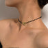 Dainty Flower Toggle Clasp Choker Necklace Black Crystal Beads Plum Blossom Shape OT Clasp Necklace Boho Irregular Stone Clavicle Chains Minimalis...