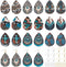 Elecrelive Teardrop Wood Earring Making Kit 36pcs Western Style Printed Earring Charms Big Boho Vintage Wood Pendants with Cowhead Turquoise Cross...