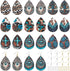 Elecrelive Teardrop Wood Earring Making Kit 36pcs Western Style Printed Earring Charms Big Boho Vintage Wood Pendants with Cowhead Turquoise Cross...