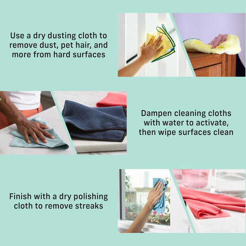E-Cloth 6-pc Home Cleaning Essentials, Contains Multiple Microfiber Cleaning Cloths for a Streak-free Clean Glass, Window, Kitchen, Dust, Granite,...
